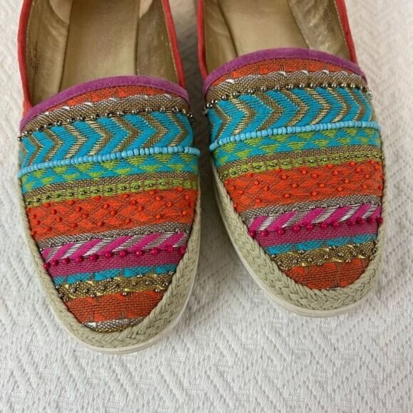 Donald J. Pliner Pizasp Southwestern Beaded Espadrille Slip On Shoes 8.5 Beach - Picture 11 of 14